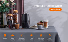 Load image into Gallery viewer, KYG Electric Coffee Grinder 300 W Motor 70 g Capacity Coffee Grinders Electric Safety Lock with 304 Stainless Steel Blades Coffee Bean Grinder Low Noise 45 dB for Coffee Beans, Nuts, Spices, etc
