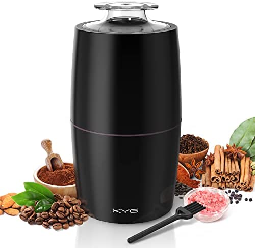 KYG Electric Coffee Grinder 300 W Motor 70 g Capacity Coffee Grinders Electric Safety Lock with 304 Stainless Steel Blades Coffee Bean Grinder Low Noise 45 dB for Coffee Beans, Nuts, Spices, etc